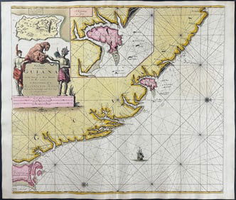 Van Keulen, Rare - Coastal Map of the French Guiana