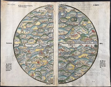 Le Mer des Histoires, pub. 1550 - Map of the World (T-O Map)