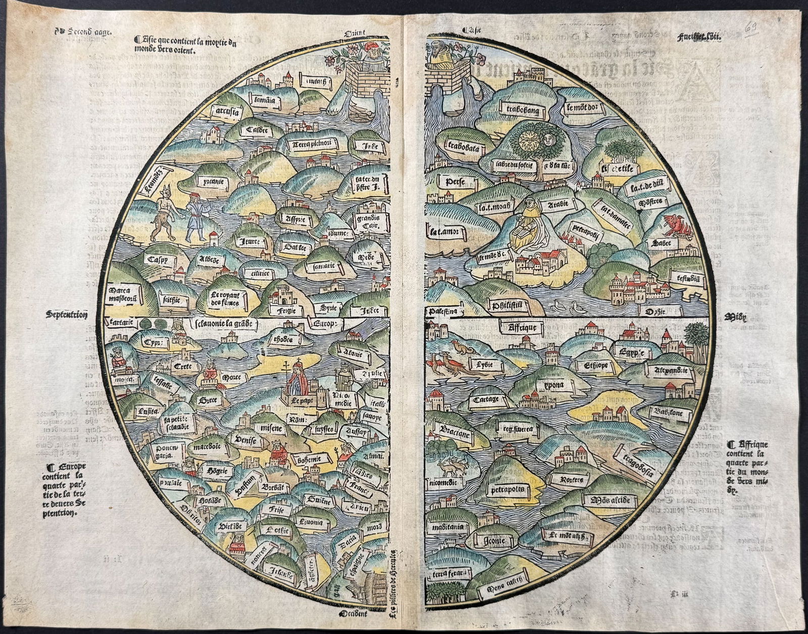 Le Mer des Histoires, pub. 1550 - Map of the World (T-O Map) (1 of 2)