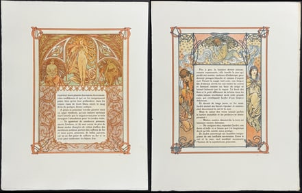 Mucha - 4 Ornately Illustrated Pages with Image and Text to each side