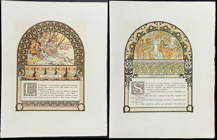 Mucha - 4 Ornately Illustrated Pages with Image and Text to each side
