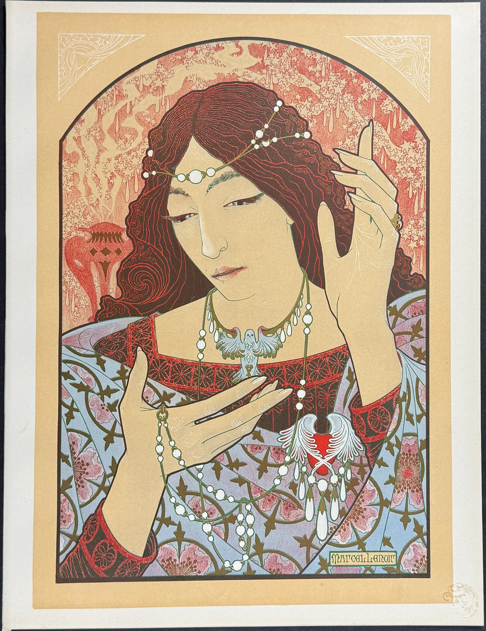 L'Estampe Moderne by Lenoir - Invocation a la Madone D'Onyx Vert: This beautifully illustrated, lithographed poster is from L?Estampe Moderne. The work was published by one of the best printers of the day, Champenois. The lithographs were printed under the supervisi