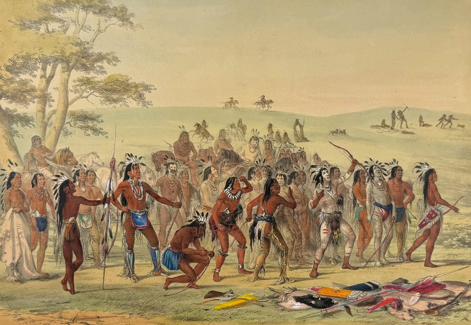 Catlin, Folio, On Card - Archery of the Mandans (1 of 2)