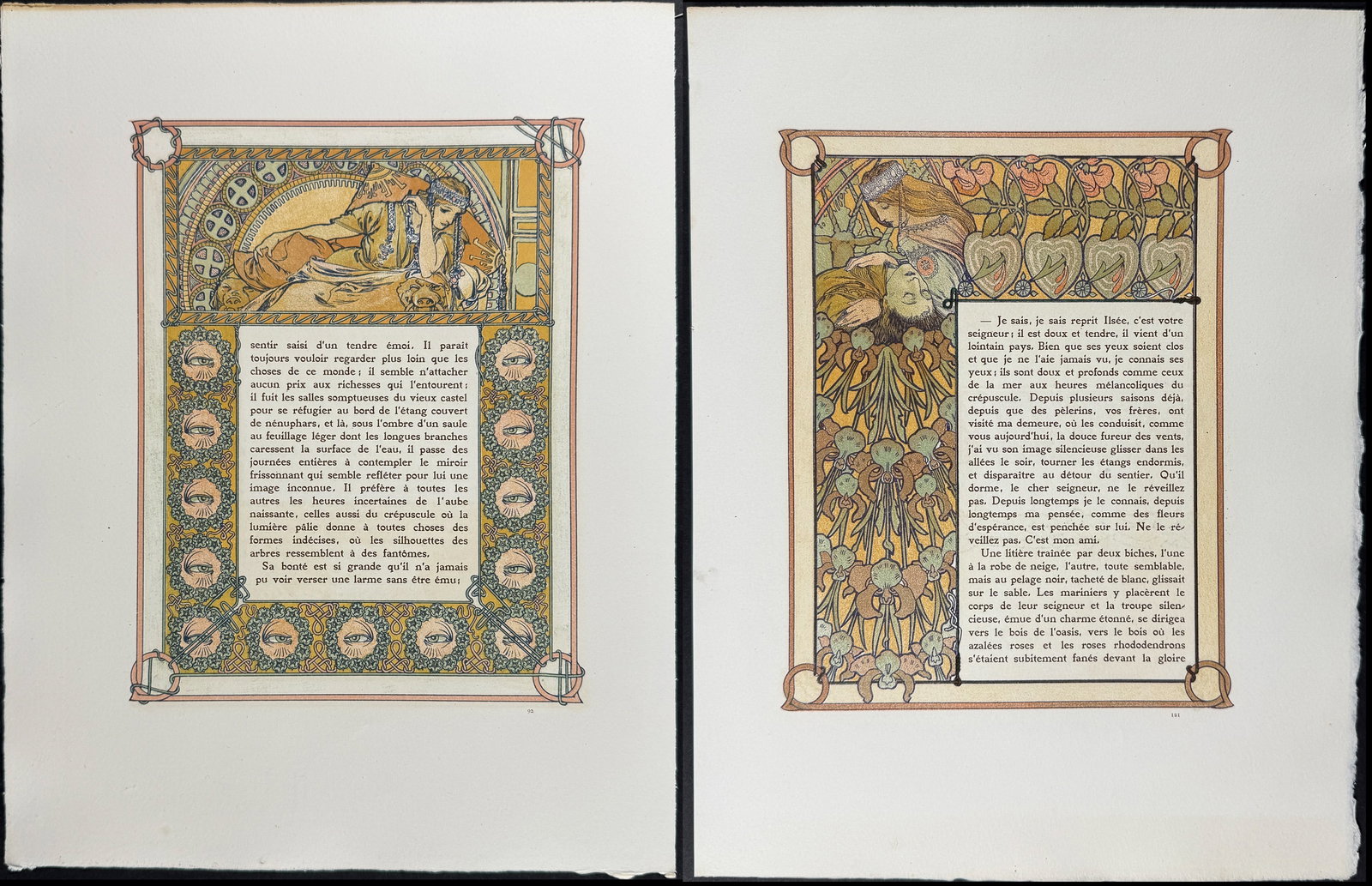 Mucha - 4 Ornately Illustrated Pages with Image and Text to each side (1 of 8)
