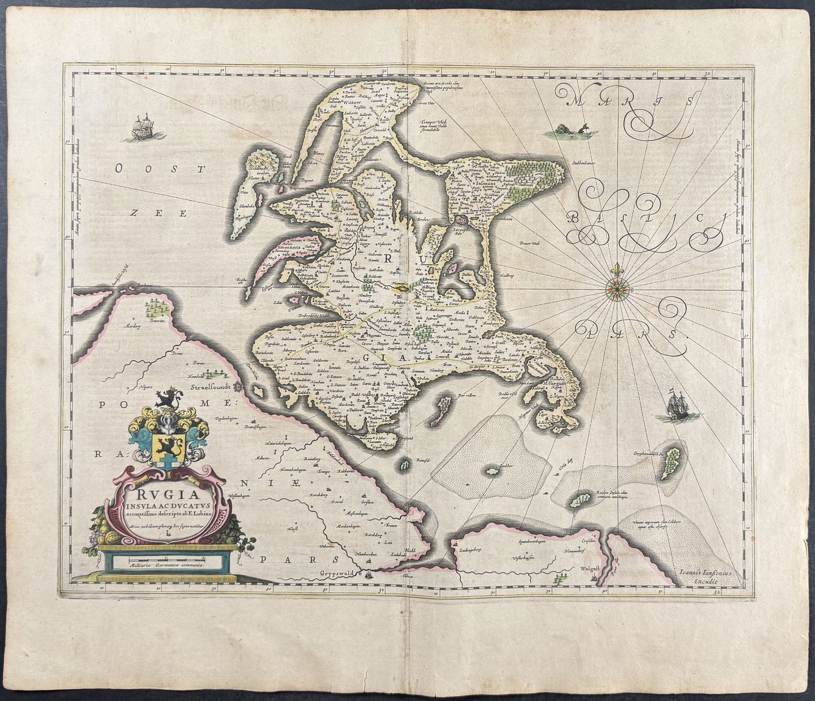 Jansson & Hondius, pub. 1656 - Map of Rugia (Rugen), Germany (1 of 2)