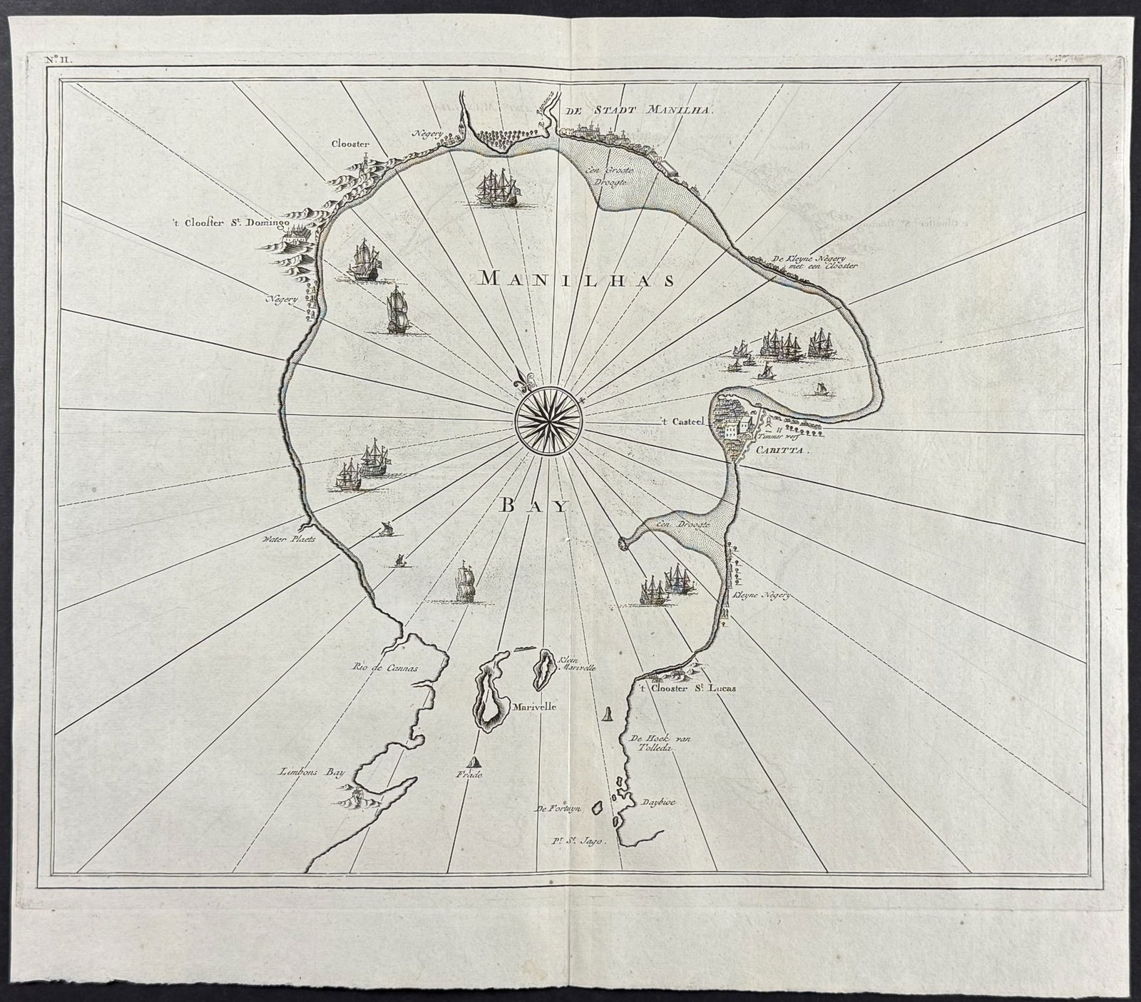 Valentijn - Map of Manila Bay, Philippines: This remarkable engraving is from Francois Valentijn's Oud en Nieuw Oost Indien. The work was published between 1724 and 1726 in Dordrecht, Netherlands. The work described the history of the Dutch Eas