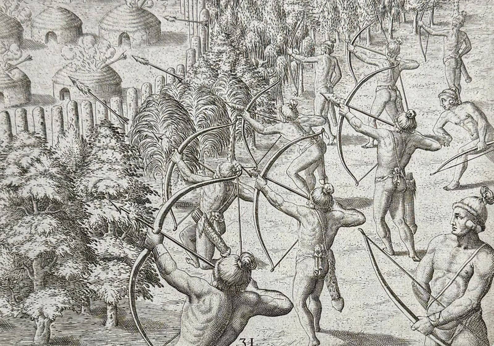 De Bry - Florida - How they set fire to an enemy town (1 of 2)