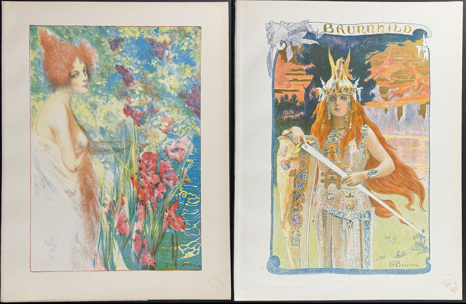 L'Estampe Moderne by Bussiere & Heran - Pair of Poster Lithographs: Brunnhild & Fleur de Mai (1 of 3)