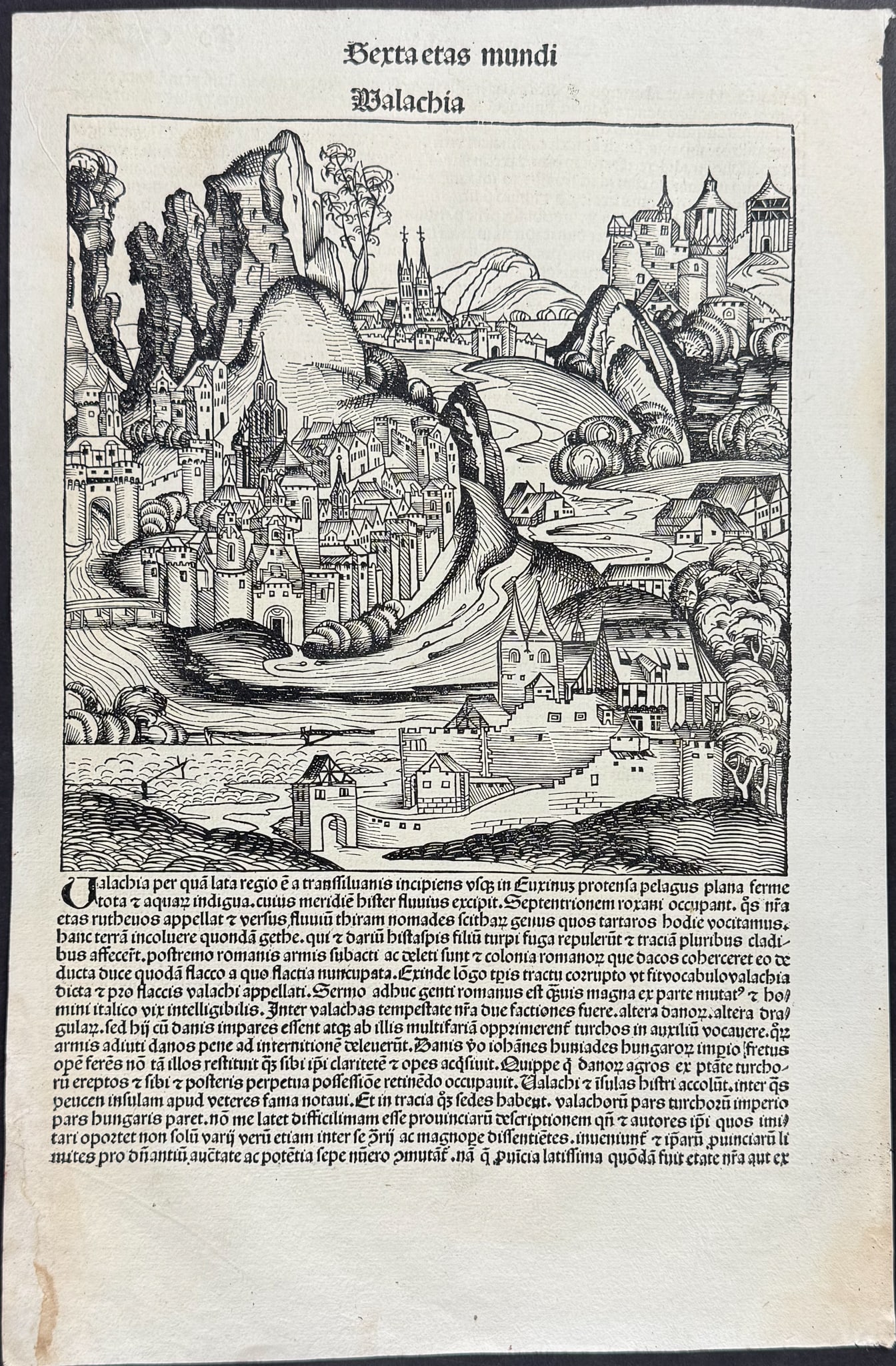Schedel, pub. 1493 - View of Romania (Walachia) (1 of 2)
