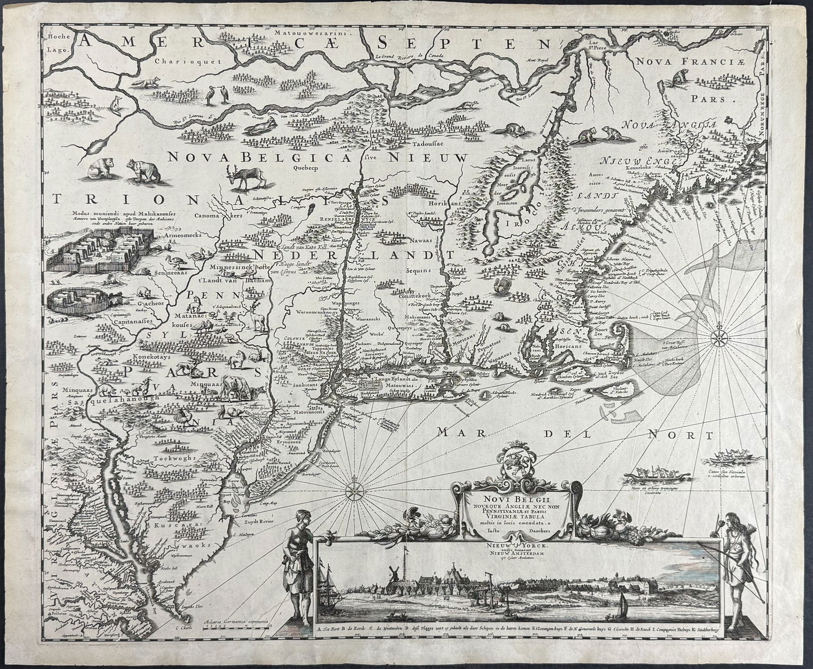 Danckerts - Map of Northeast North America (New Netherlands) [Novi Belgii Novaeque Angliae] (1 of 2)