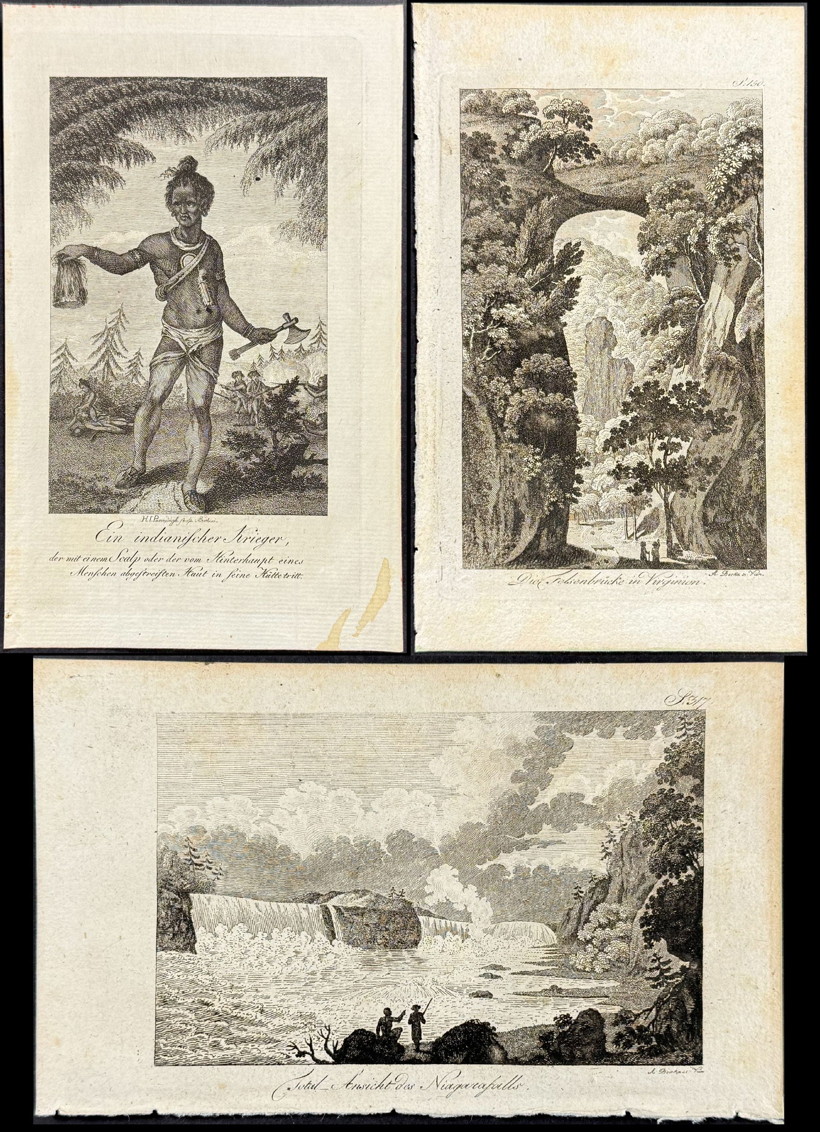 3 American History Engravings (Niagara, Virginia Natural Bridge, & Native Americans) (1 of 4)