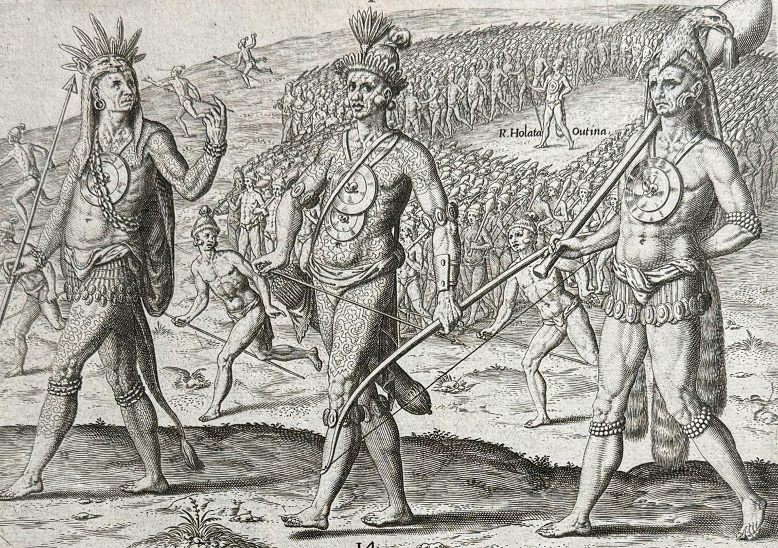 De Bry - Florida - Order of march observed by Outina on a military expedition (1 of 2)