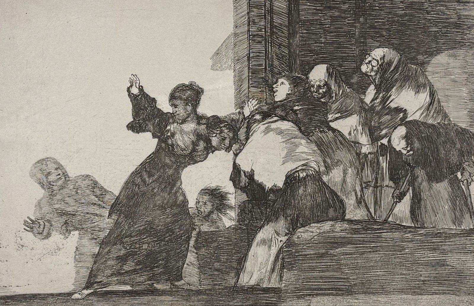 Goya - Disparate Pobre [Poor Folly]: This rare, aquatint engraving is from Francisco Goya's Los Proverbios. Colecci?n de diez y ocho l?minas inventadas y grabadas al agua fuerte. It is from the second edition of the work published in Mad