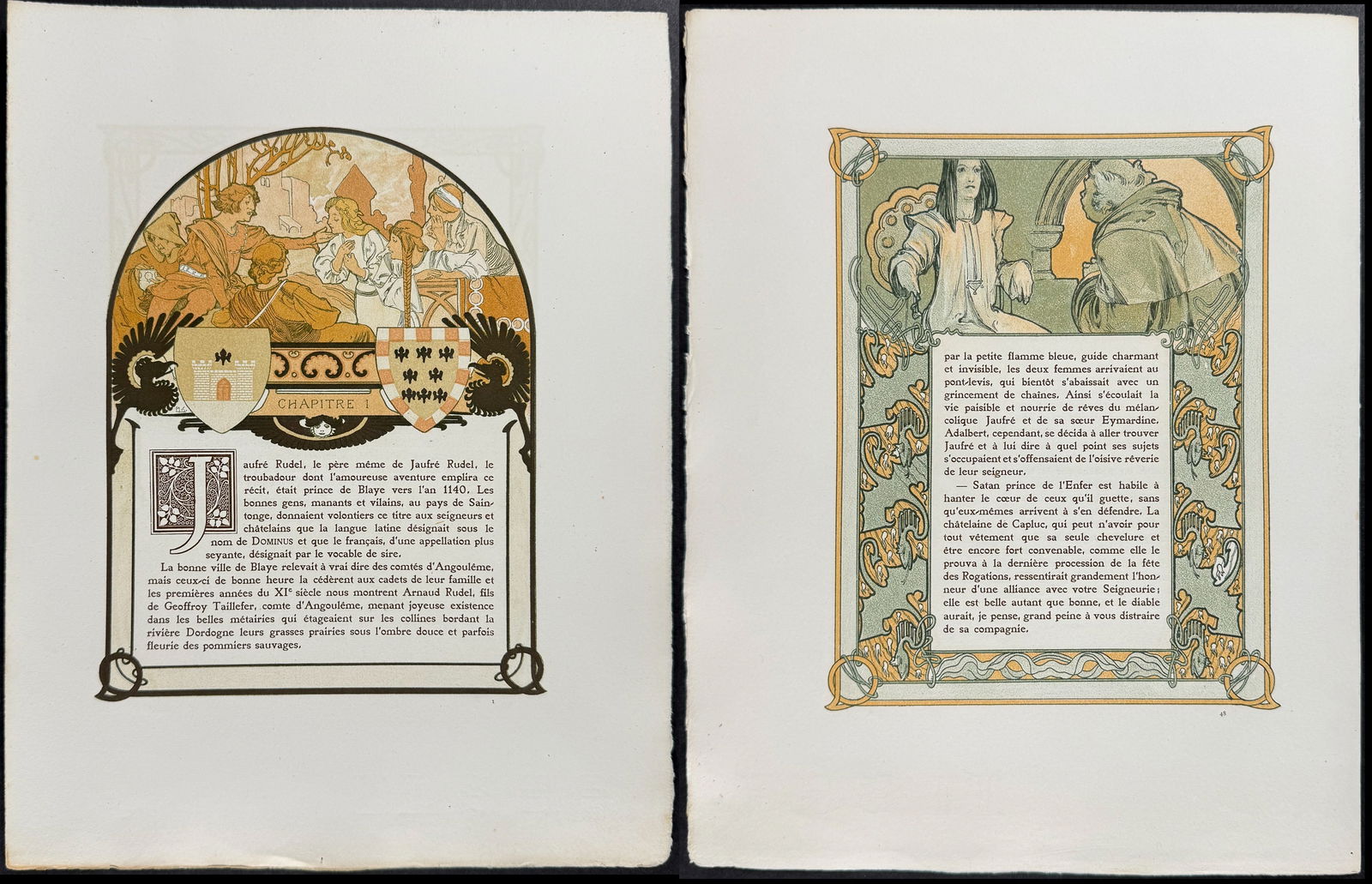 Mucha - 9 Ornately Illustrated Pages with Image and Text to each side (1 of 19)