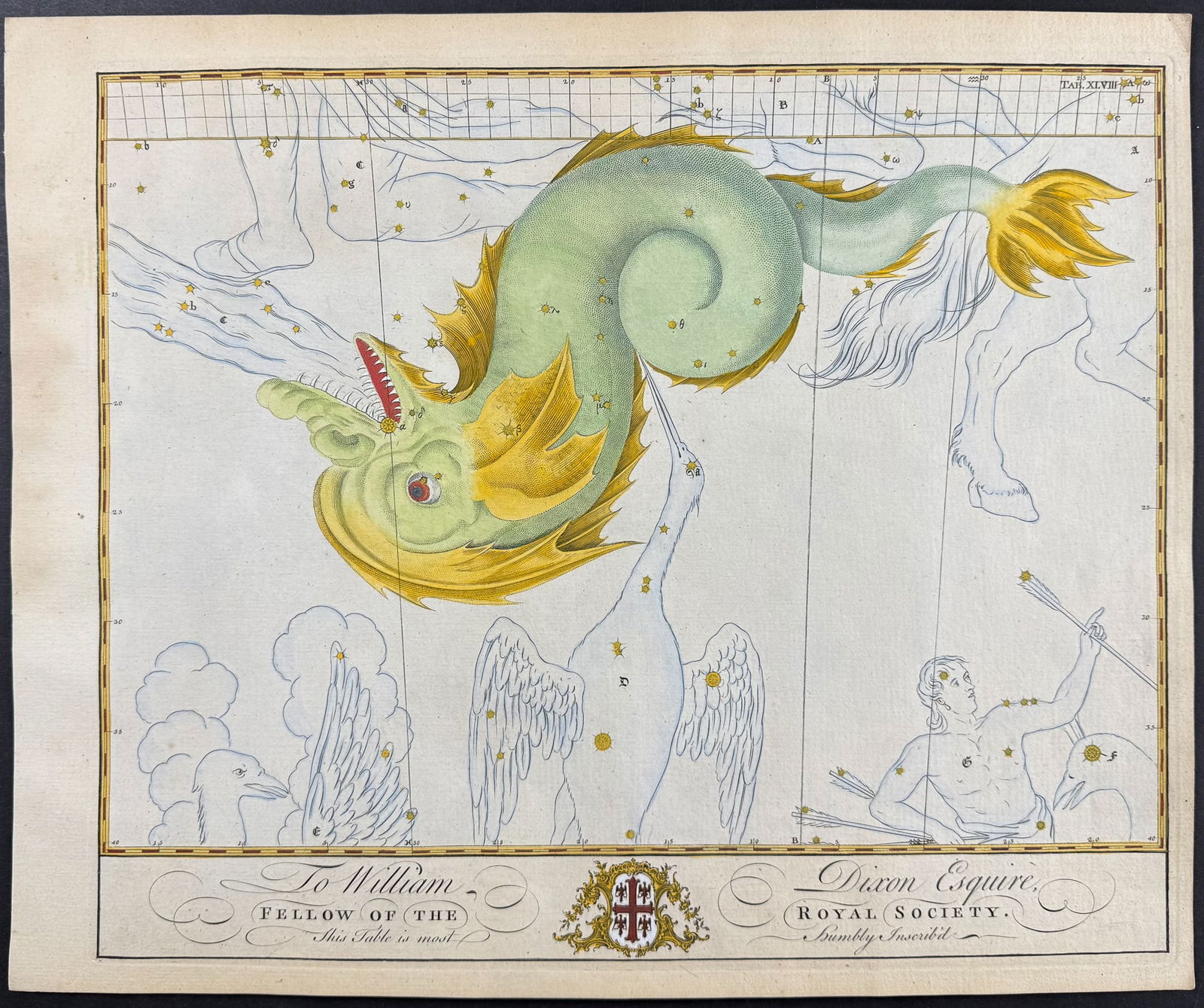 Bevis, Rare - Constellation or Star Chart: Dolphin (Delphinus) [Dedicated to William Dixon Esquire] (1 of 1)