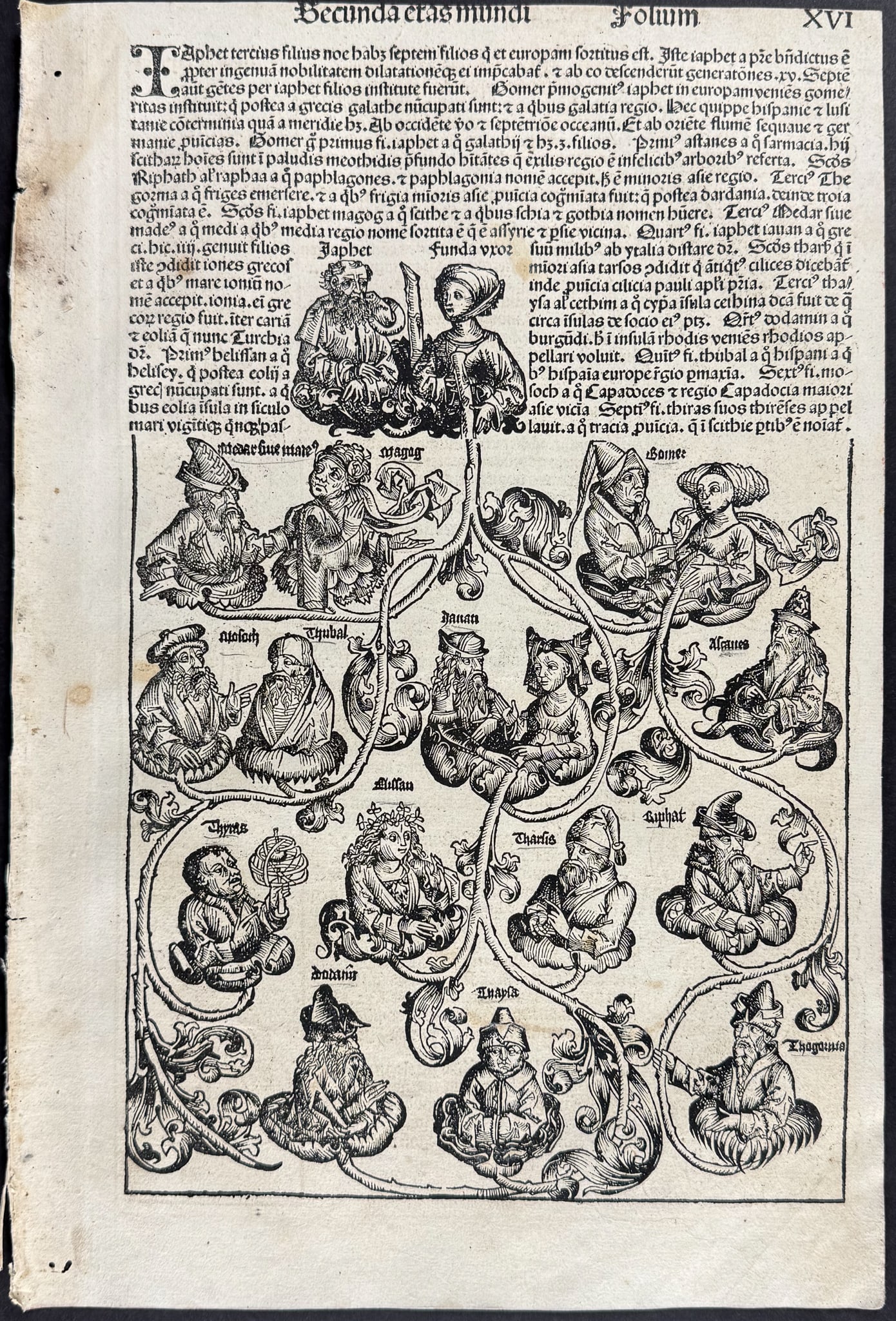 Schedel, pub. 1493 - Family Lineage of Japeth / Verso: Lineage of Christ (1 of 2)