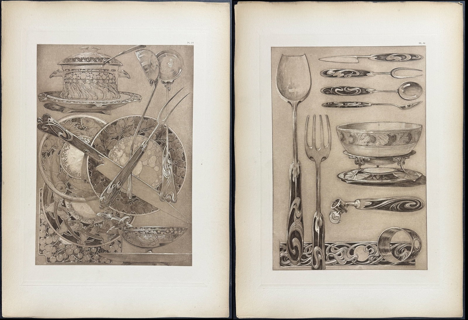Mucha, Folio - 5 Lithographs of Serving Dishes (1 of 6)