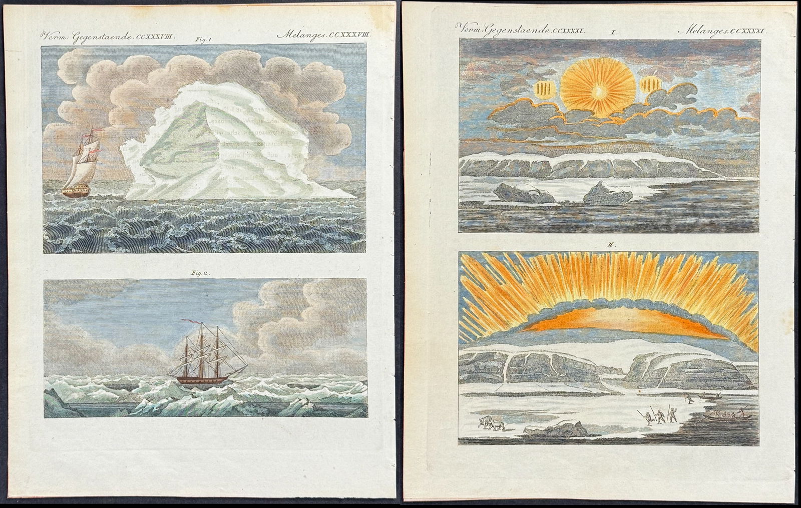 Bertuch - 5 Engravings of Ships, Weather Events, Astronomy (1 of 6)