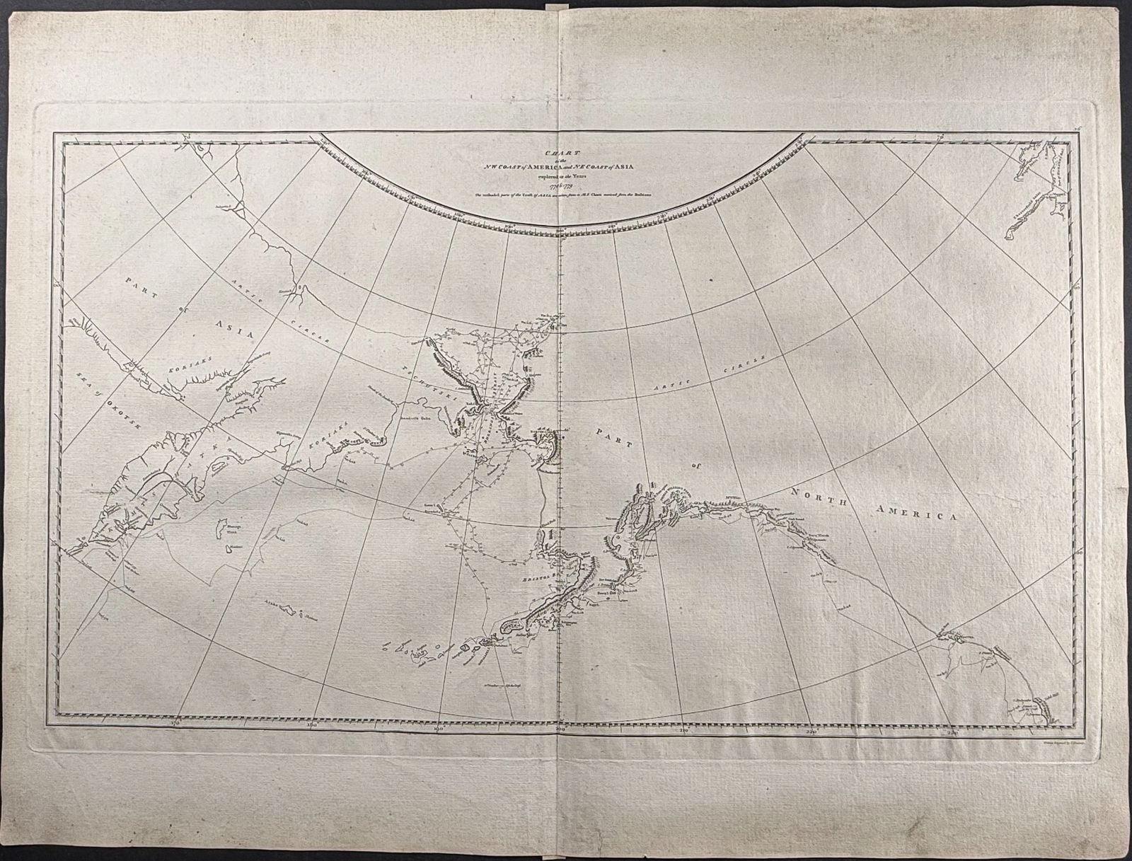 Cook, Folio - Chart of the NW Coast of America and NE Coast of Asia: This fascinating folio engraving is from Captain James Cook & James King's A Voyage to the Pacific Ocean, for making Discoveries in the Northern Hemisphere. To determine the Position and Extent of the