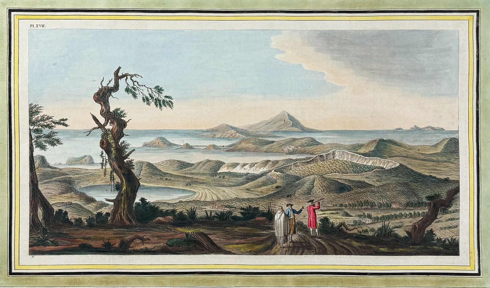 Hamilton & Fabris - A Bird's eye view from the Convent of the Camaldoli: This sensational engraving is from William Hamilton's Campi Phlegraei, ou Observations sur les Volcans des Deux Siciles. [Phlegraean Fields, or Observations on the Volcanoes of the Two Sicilies]. It