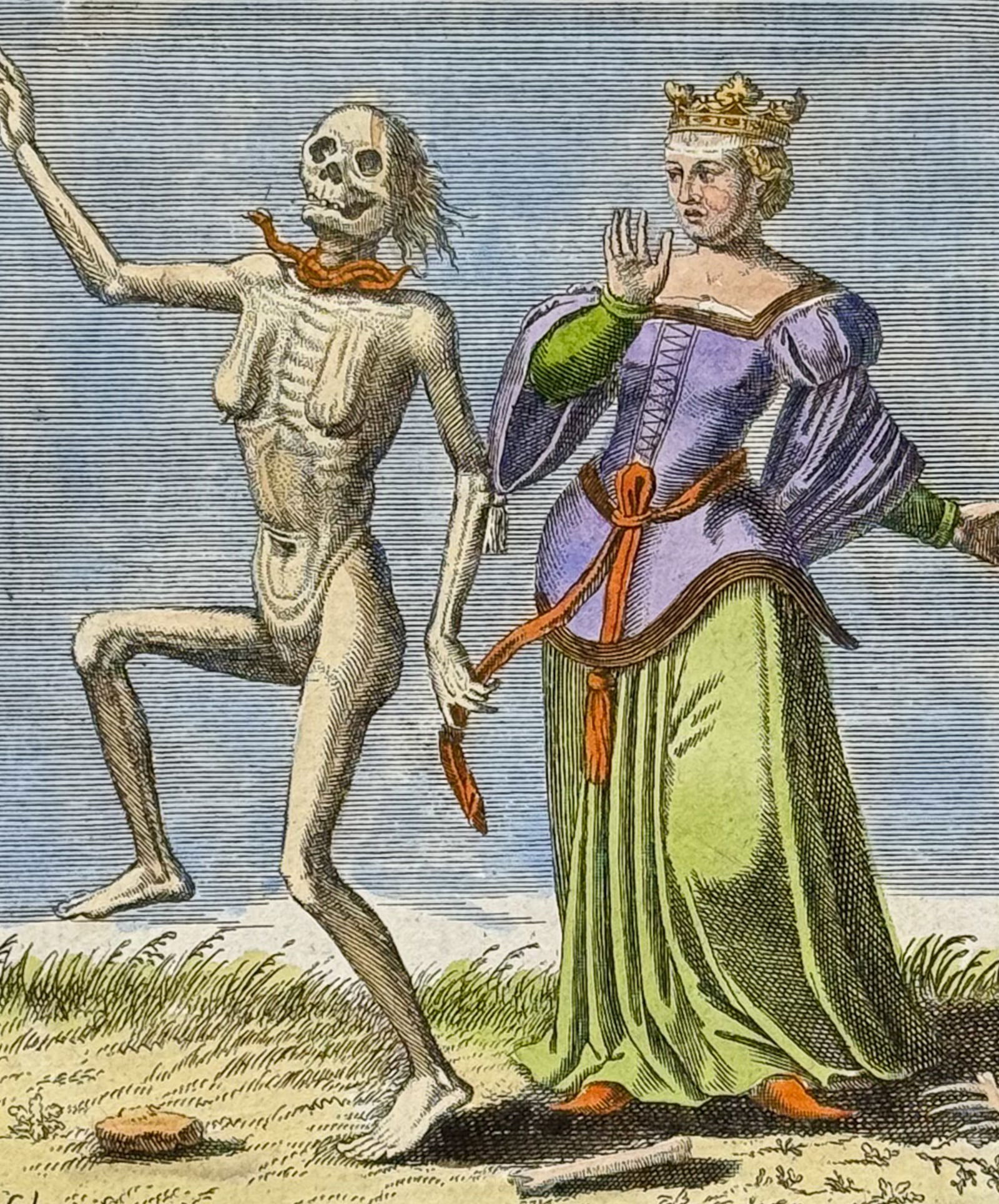 Merian - Dance of Death. 13: This rare and early engraving is from Matthaus Merian's La danse des morts .. Todten-Tanz, wie derselbe in der l?bl. u. Welt-ber?hmten Stadt Basel .. zu sehen ist or The Dance of the Dead... The Dance