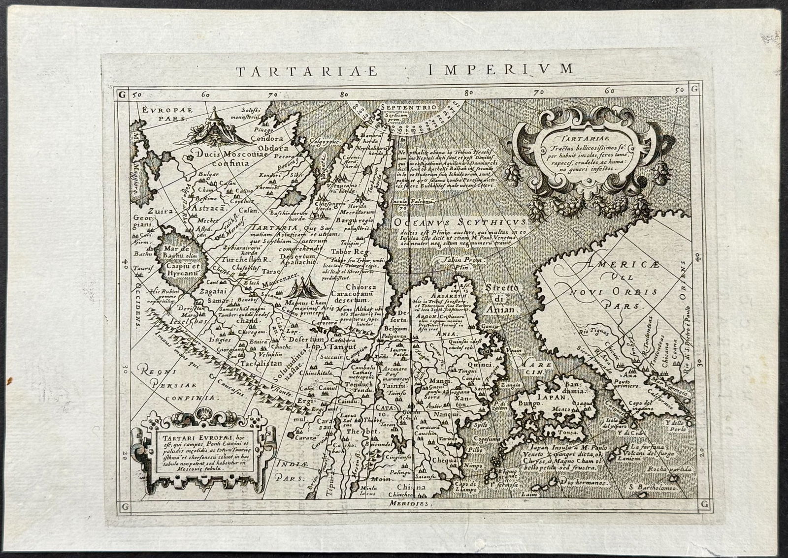 Magini's Ptolemy, pub. 1596 - Map of Tartary (Northeast Asia, Japan, part of America) (1 of 1)