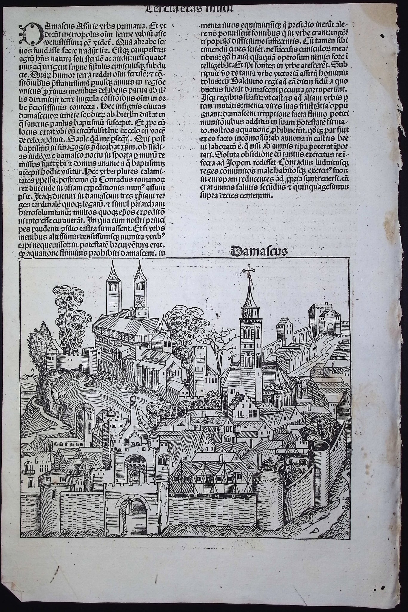 Schedel, pub. 1493 - View of Damascus, Syria / Verso: View of Town or City (1 of 2)