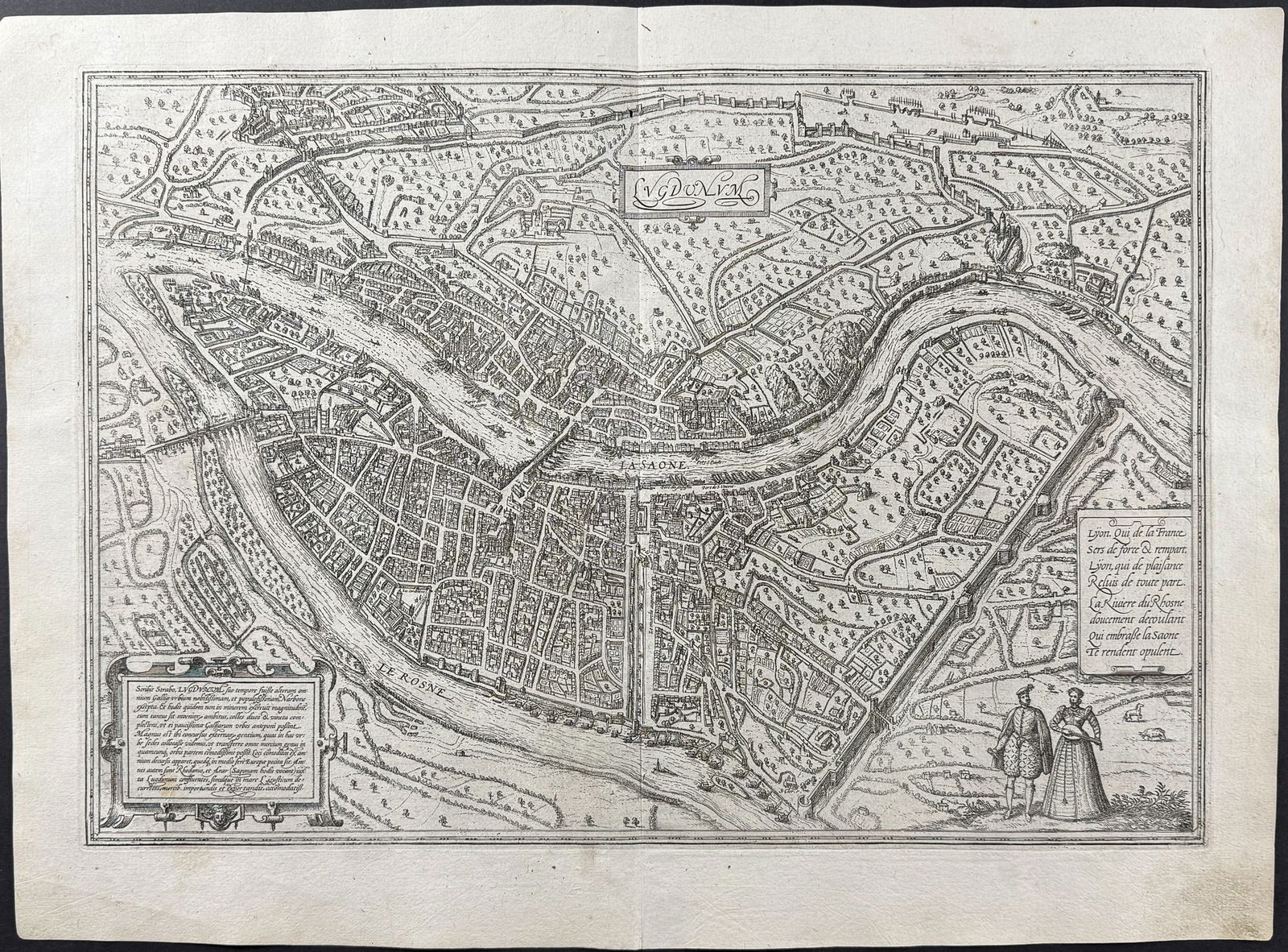 Braun & Hogenberg, pub. 1575 - View of Lyon, France (1 of 2)