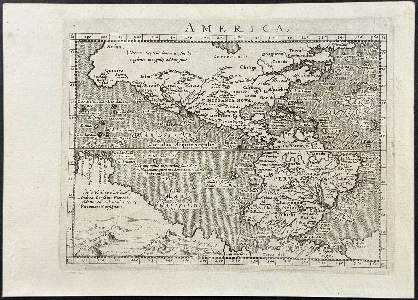 Magini's Ptolemy, pub. 1596 - Map of the Americas with New Guinea as Terra Australis Incognita (1 of 1)
