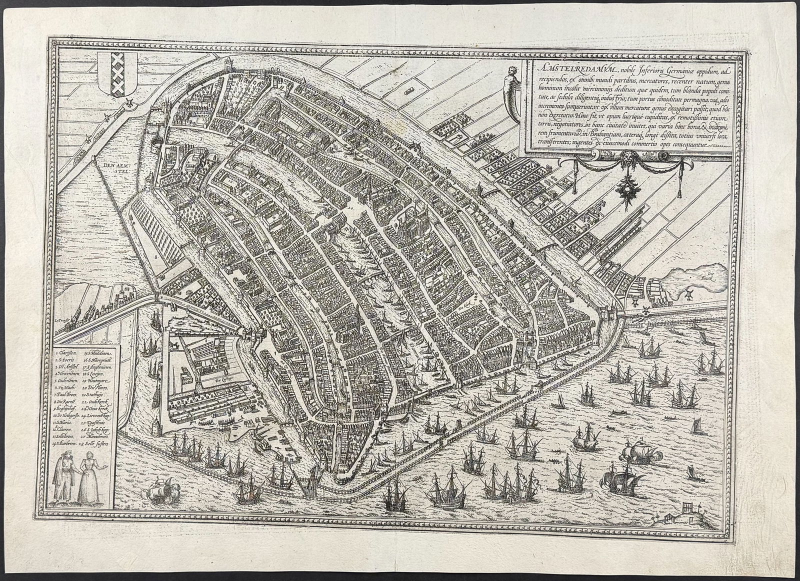 Braun & Hogenberg, pub. 1575 - View of Amsterdam, Netherlands: This extraordinary engraving is from Georg Braun & Frans Hogenberg's Civitates Orbis Terrarum or Atlas of the Cities of the World. The work was published in Augsberg in 1575. It is considered the