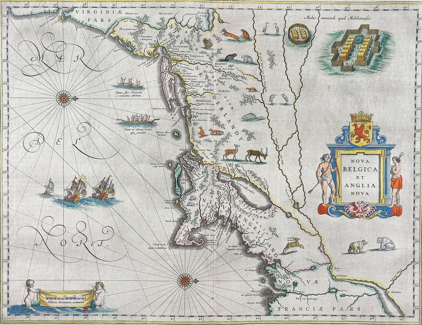 Blaeu, pub. 1640 - Map of New England [Nova Belgica et Anglia Nova] (1 of 3)