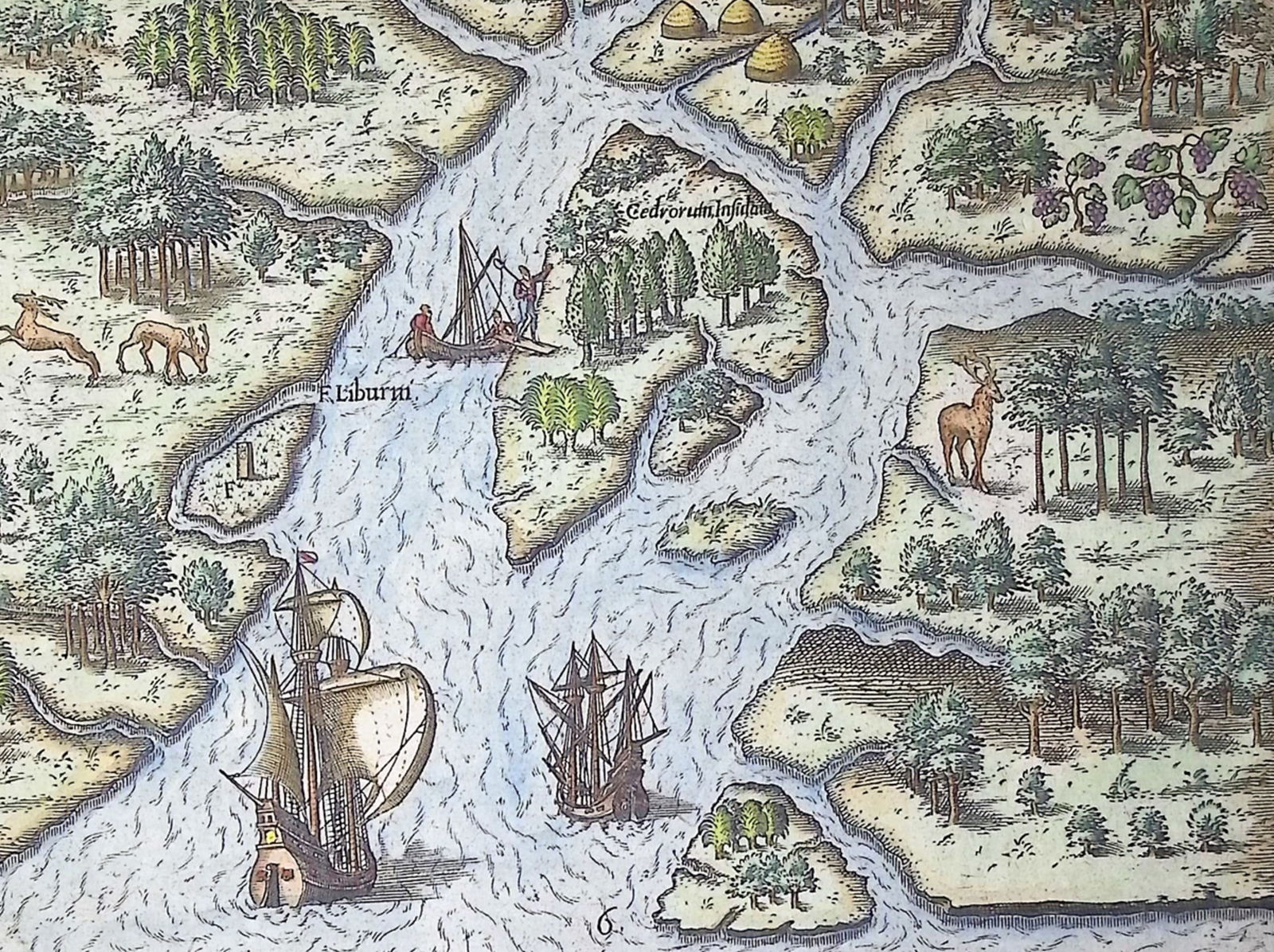 De Bry - Florida - Leaving. the May River, the French discover two other rivers (Sea Monster): This significant, historic engraving is from Theodor de Bry & Jacques Le Moyne's Brevis Narratio eorum quae in florida Americae provi[n]cia Gallis acciderunt ... quae est seconda pars Americae. It