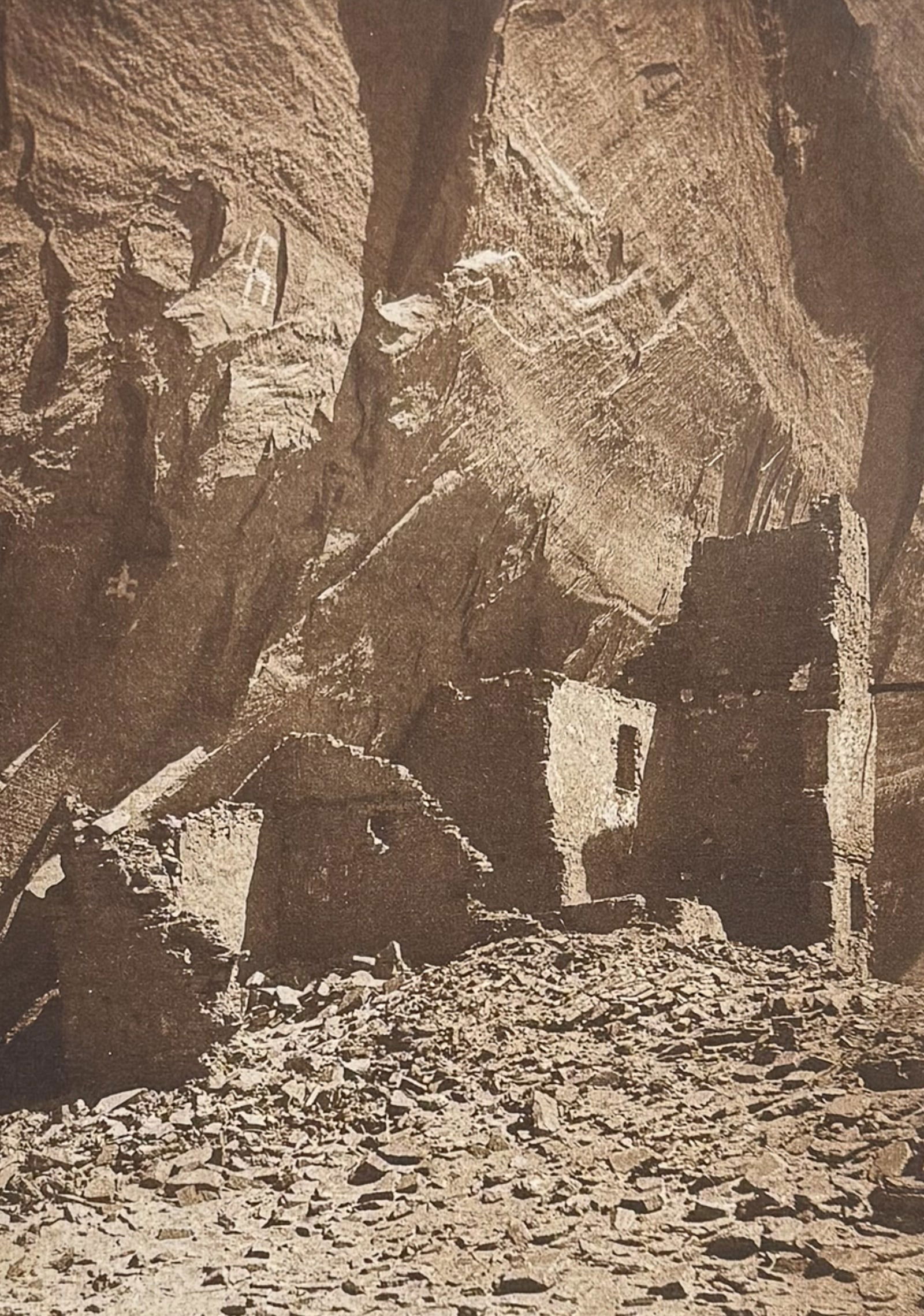 Edward Curtis - Antelope Ruin - Canon del Muerto: This moving photogravure in quarto size is from Edward Curtis's The North American Indian being a Series of Volumes Picturing and Describing the Indians of the United States and Alaska. Edited by