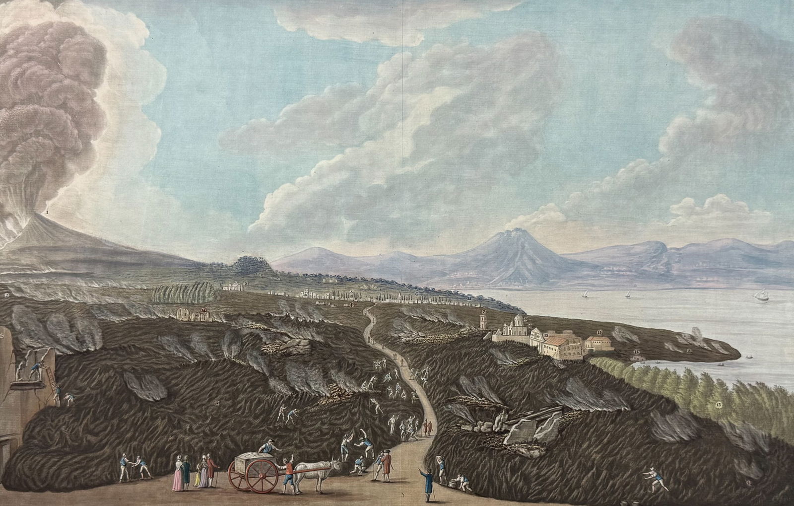 Hamilton & Fabris - Torre del Greco, Buried on June 15, 1794 by the Lava from the Eruption of: This sensational engraving is from William Hamilton's Campi Phlegraei, ou Observations sur les Volcans des Deux Siciles. [Phlegraean Fields, or Observations on the Volcanoes of the Two Sicilies]. It i