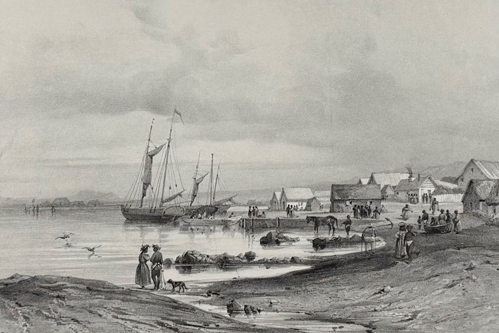 Laplace, Hawaii - View of Honolulu (Vue de Honolulu [Iles Sandwich]). 45: This historic engraving is from Cyrille Pierre Theodore Laplace's Voyage Autour du Monde Ex?cut?, pendant les annees 1830, 1831 et 1832, sur la corvette la favorite... or Voyage around the world by th