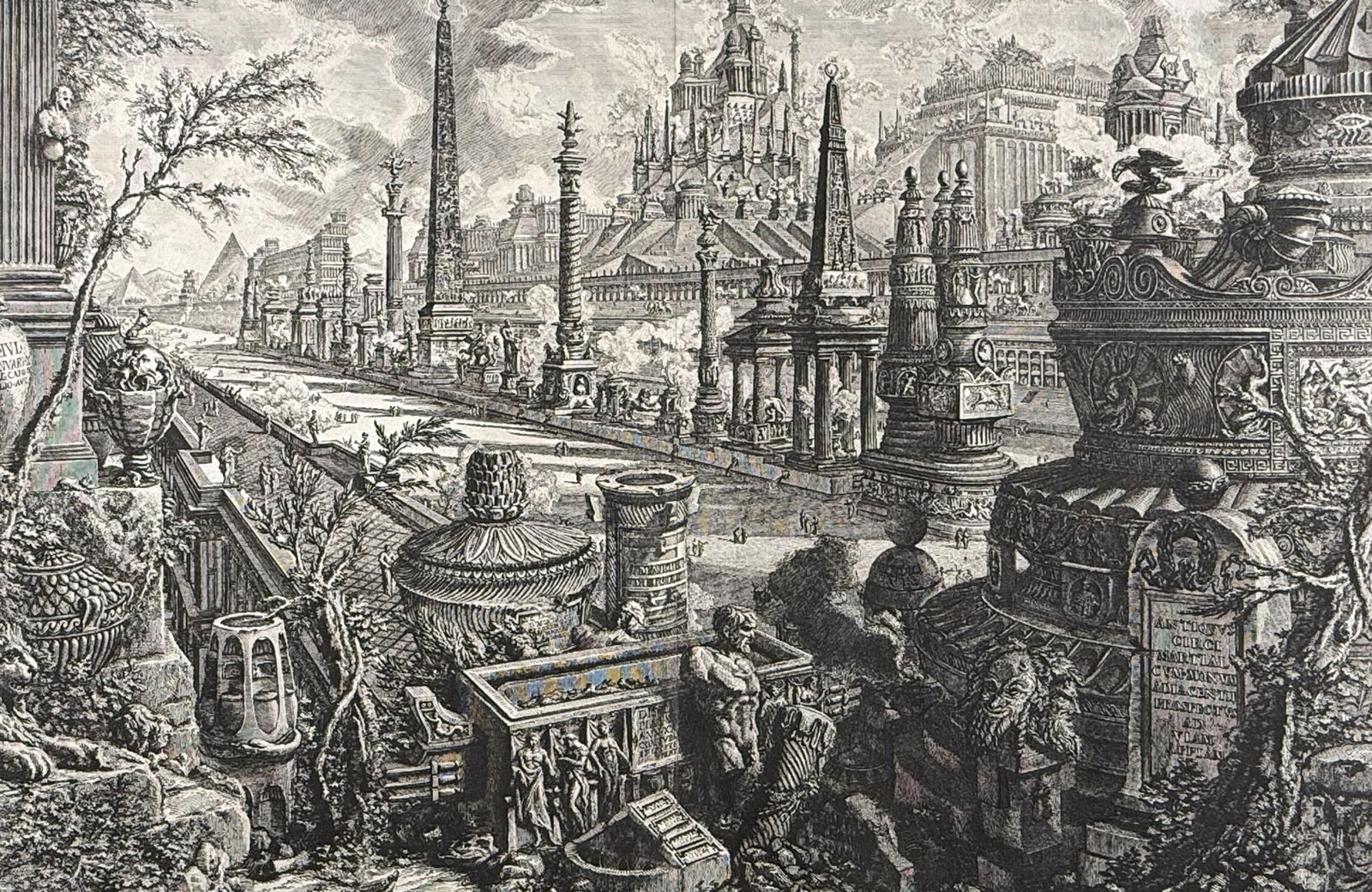 Piranesi - Roman Architecture & Antquities. 2: This outstanding folio etching is from Giovanni Battista Piranesi's Le Antichita Romane. The work was published in Rome by Stamperia Salomoni circa 1780. The work depicted archaeological sites, sepulc