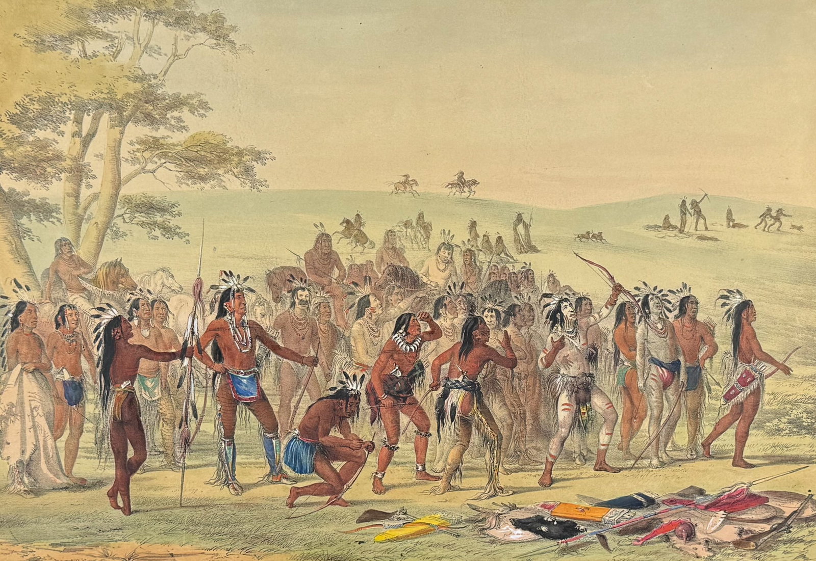 Catlin, Folio, On Card - Archery of the Mandans: George Catlin’s North American Indian Portfolio features stunning lithographs which capture Native American history. Field describes the lithographs as “beautiful scenes in Indian life [that] are