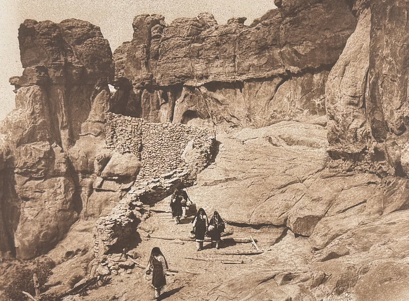 Edward Curtis, Folio - Acoma Roadway: This moving photogravure is from Edward Curtis's The North American Indian being a Series of Volumes Picturing and Describing the Indians of the United States and Alaska. Edited by Frederick Webb