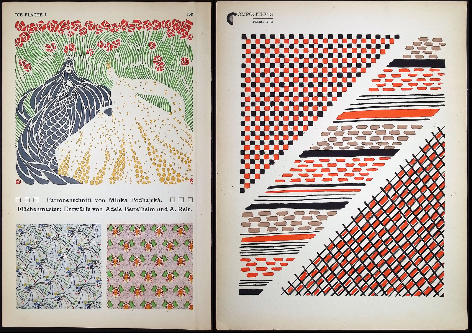 4 Design Pochoirs from Die Flache & Seguy: One Plate from Die Flache Description of the work: This bold art pochoir is from the scarce publication of the Vienna Secession's magazine entitled Die Flache. The work was edited by Felicien