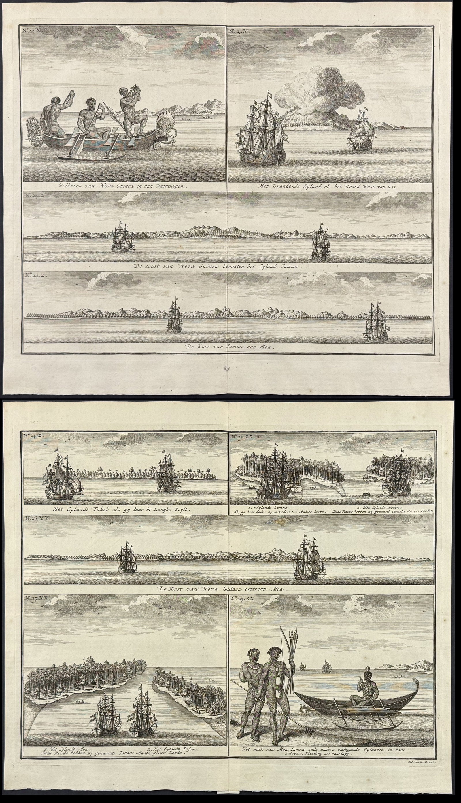 Valentijn - 4 Engravings of Asian & Australian Coastlines, Ships, Native People (1 of 5)