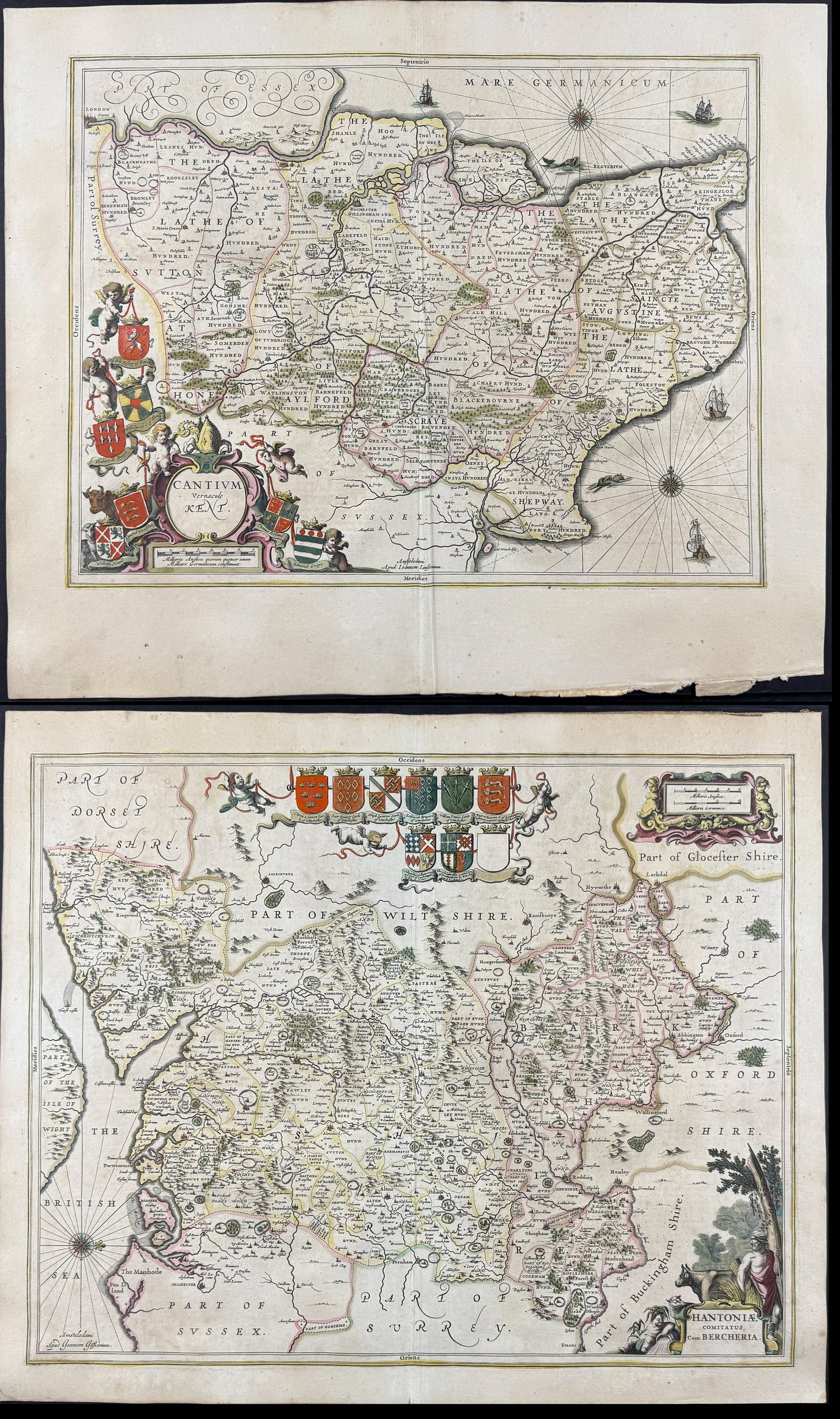 Jansson & Hondius, pub. 1656 - 5 Maps of England (1 of 11)