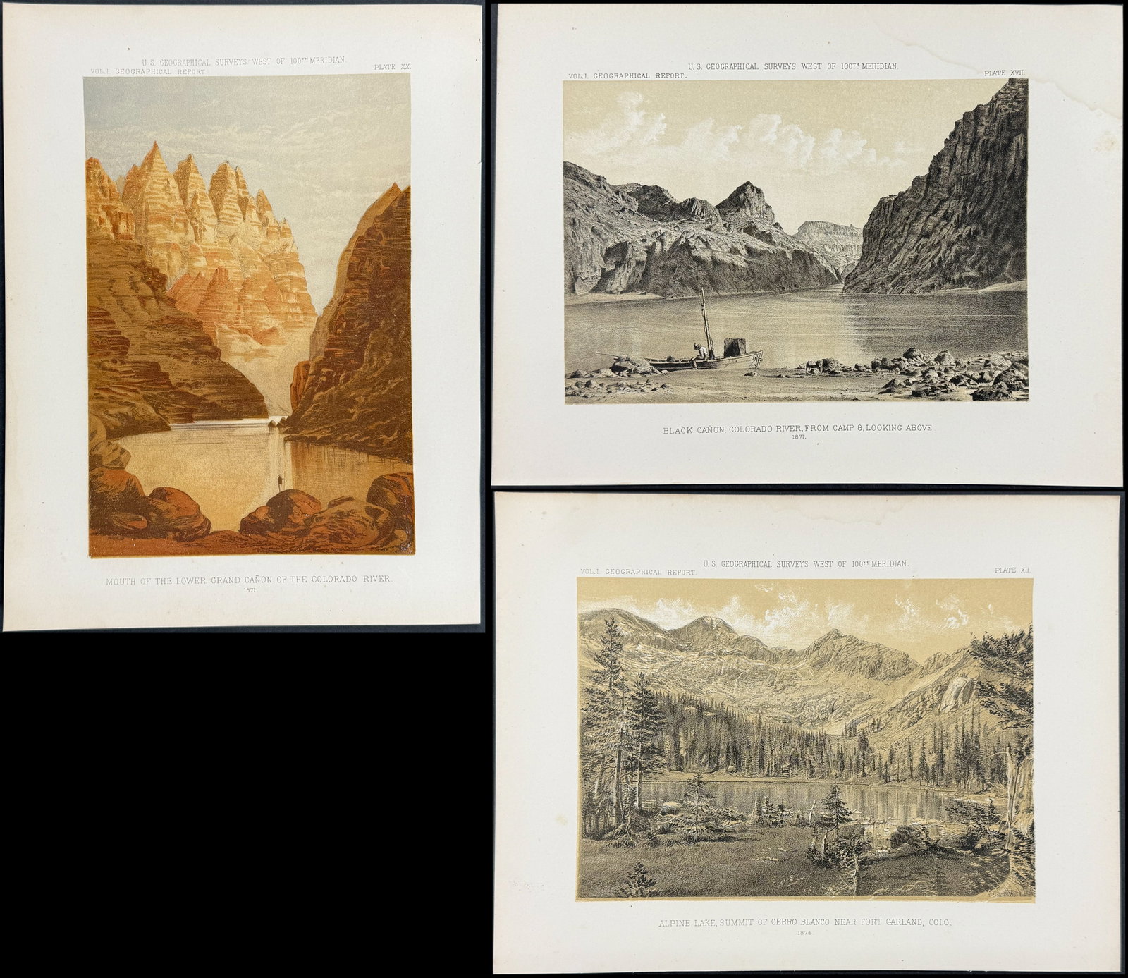 Emory - 4 American Landscape Lithographs including Grand Canyon (1 of 5)
