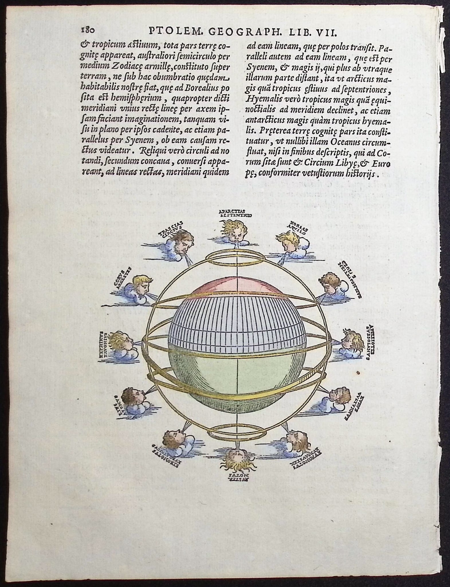 Magini's Ptolemy, pub. 1596 - Globe with 12 Wind Heads (1 of 1)