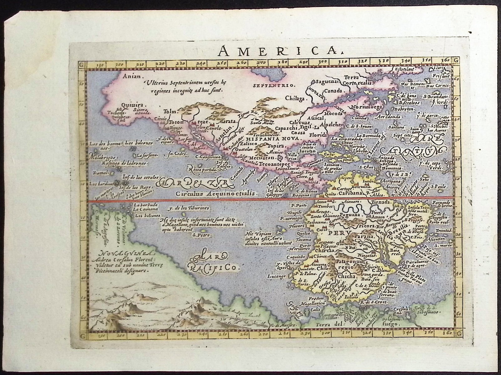 Magini's Ptolemy, pub. 1596 - Map of the Americas with Nova Guinea conflated with Terra Australis) (1 of 1)