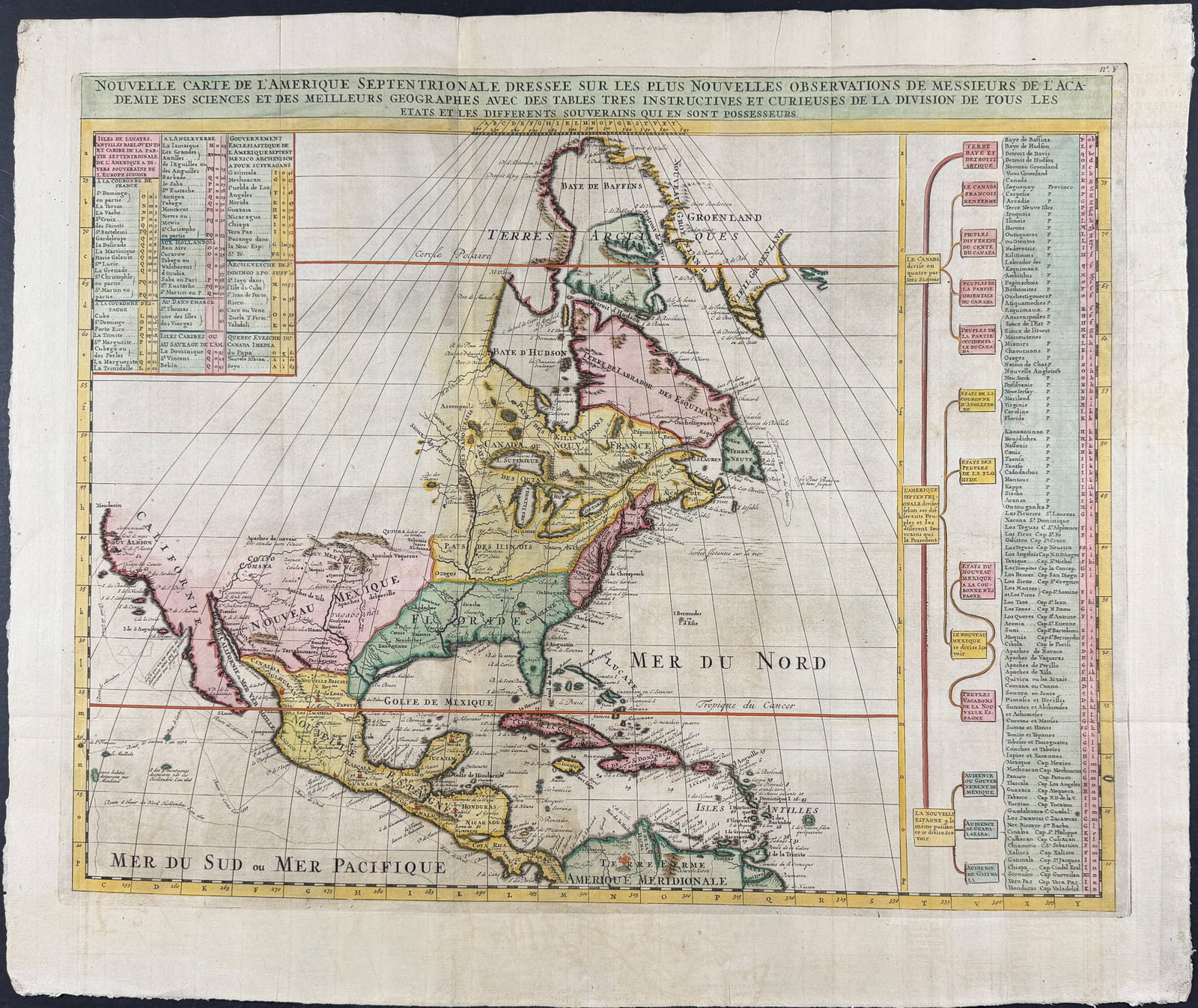 Chatelain - Map of North America, showing part of California, Florida, New Mexico, Great Lakes, and: This historic engraving is from Henri Abraham Chatelain's Atlas Historique. The work was published by the author in Amsterdam between 1718 and 1720. The text was compiled by Gueudeville & Garillon. Th