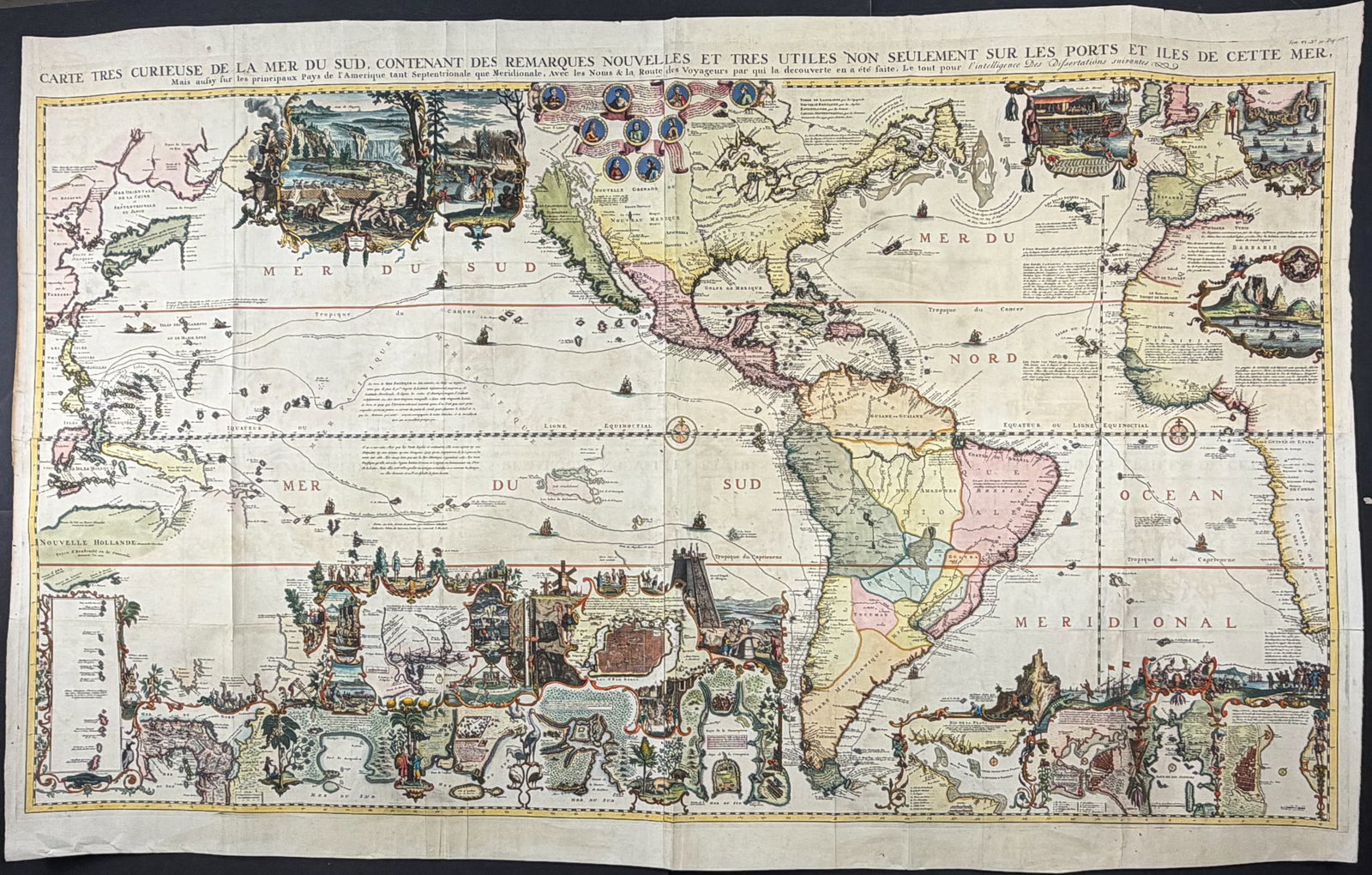 Chatelain - Large Map of Pacific & Americas [Carte tres curieuse de la Mer du Sud ?] (1 of 2)