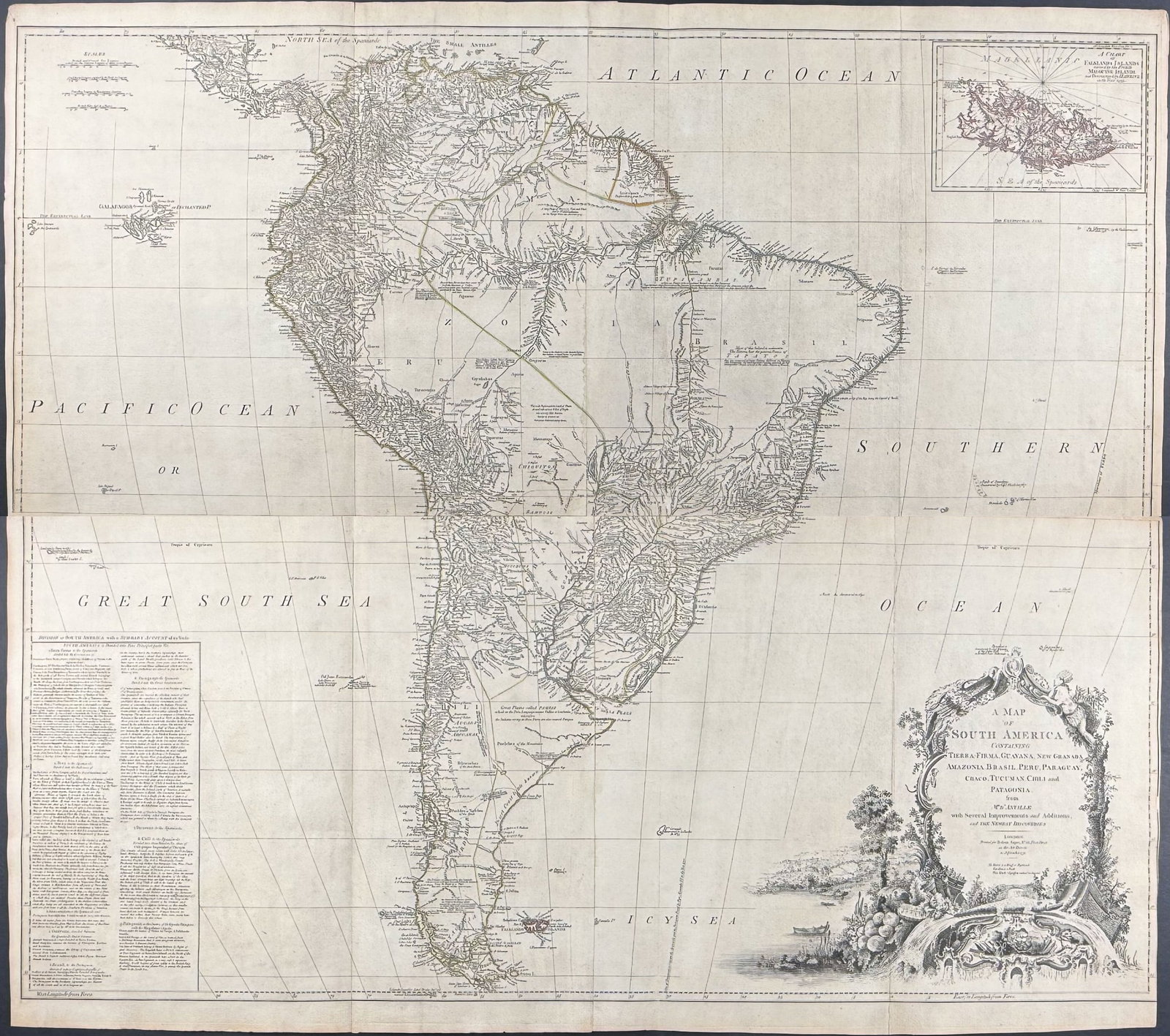 Jefferys, pub. 1775 - A Map of South America (Published September 20, 1775): This rare, historic map is Thomas Jefferys's The American Atlas; or, a Geographical Description of the Whole Continent of America; Wherein are Delineated at Large its Several Regions, Countries, State