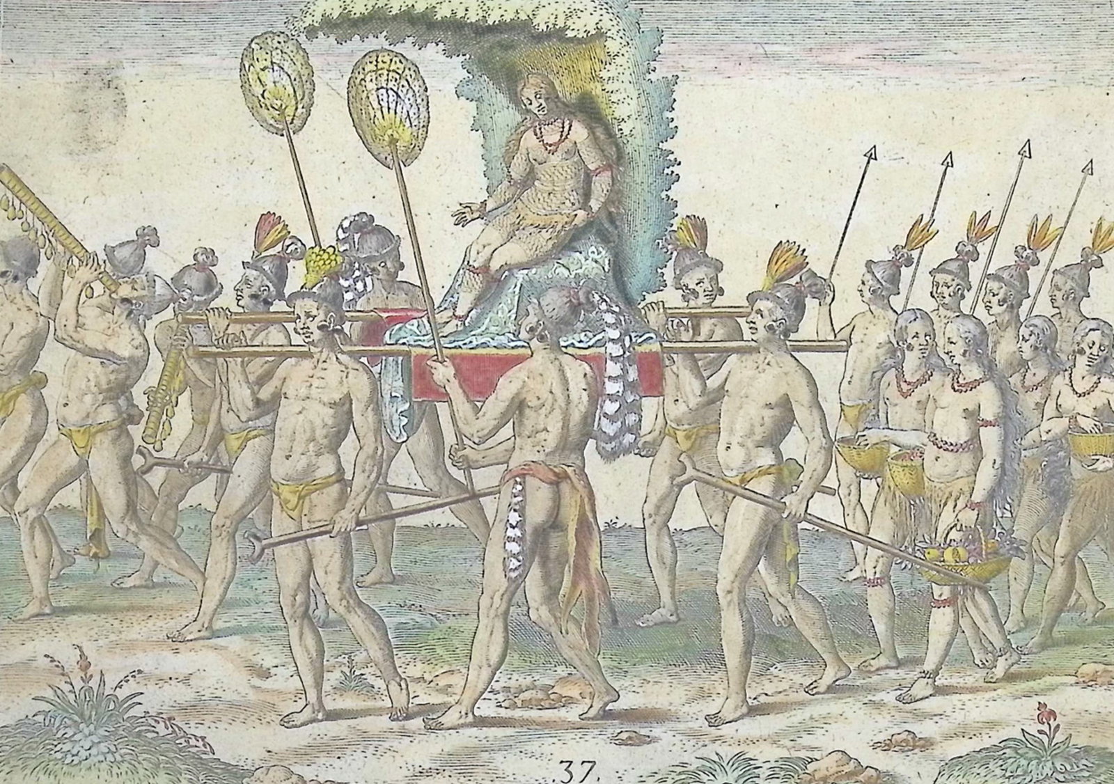 De Bry - Florida - The display involved when a queen elect is brought to the king (Palanquin or (1 of 2)