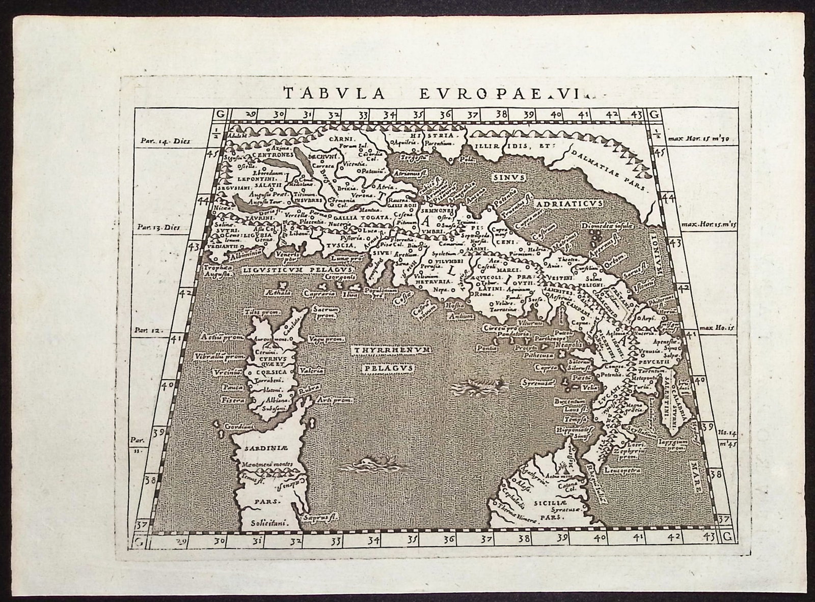 Magini's Ptolemy, pub. 1596 - Map of Italy, Corsica, Sardinia, Sicily (1 of 1)