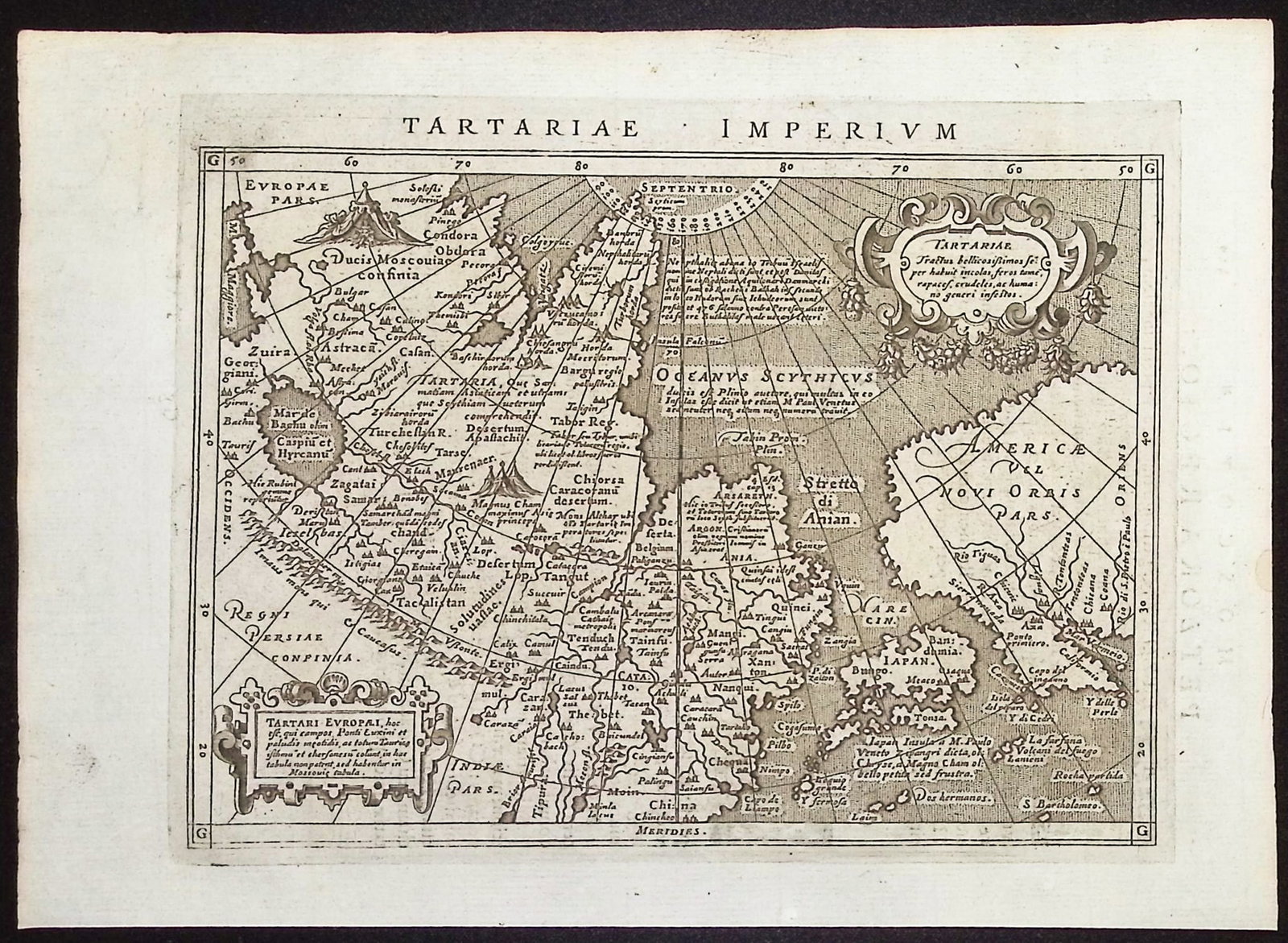 Magini's Ptolemy, pub. 1596 - Map of Tartary (NE Asia) with Japan and NW America (1 of 1)